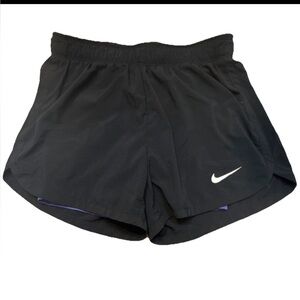 Nike Women's Black Athletic Shorts with White Swoosh